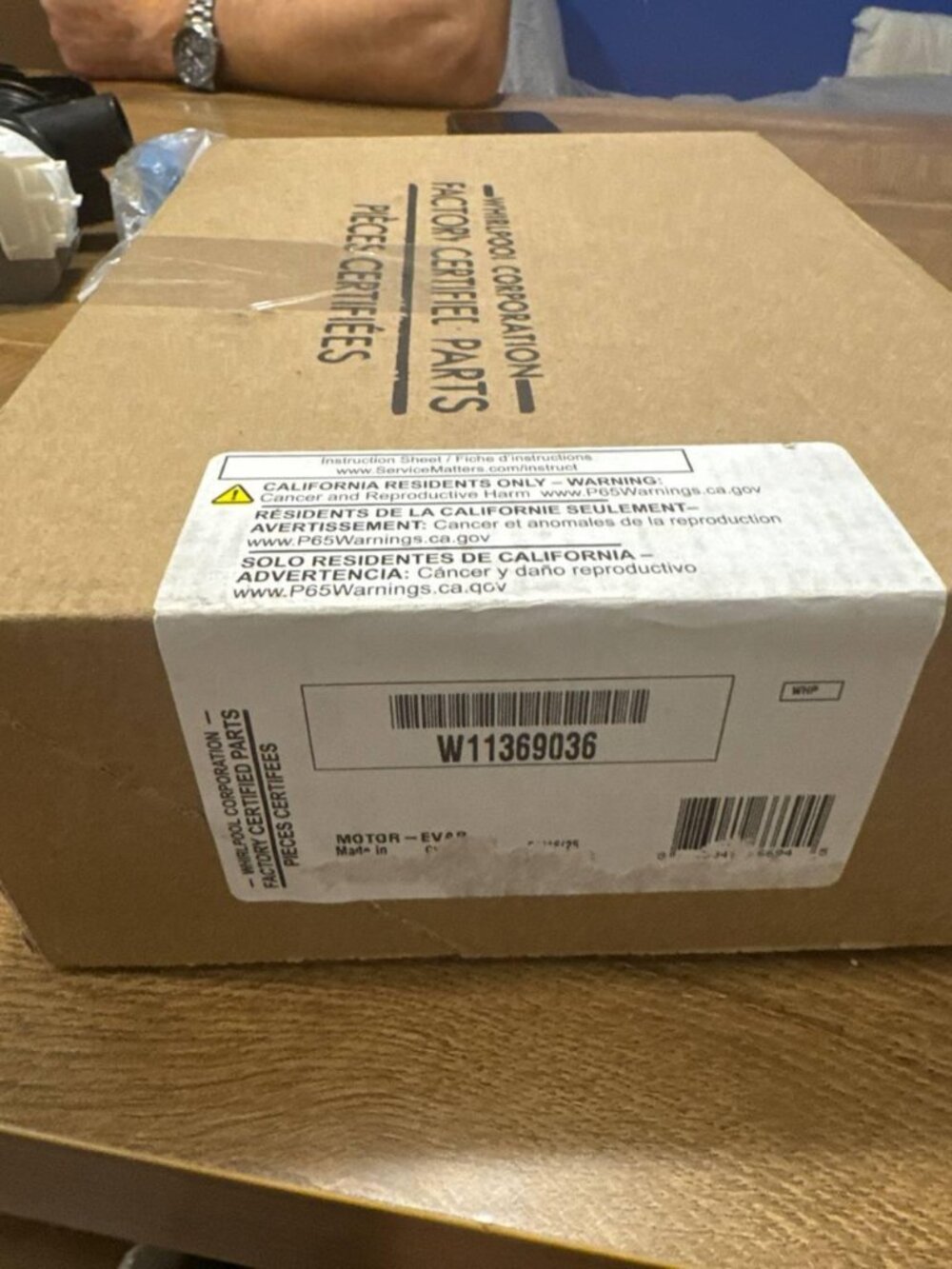 W11369036 fan motor BRAND NEW OEM